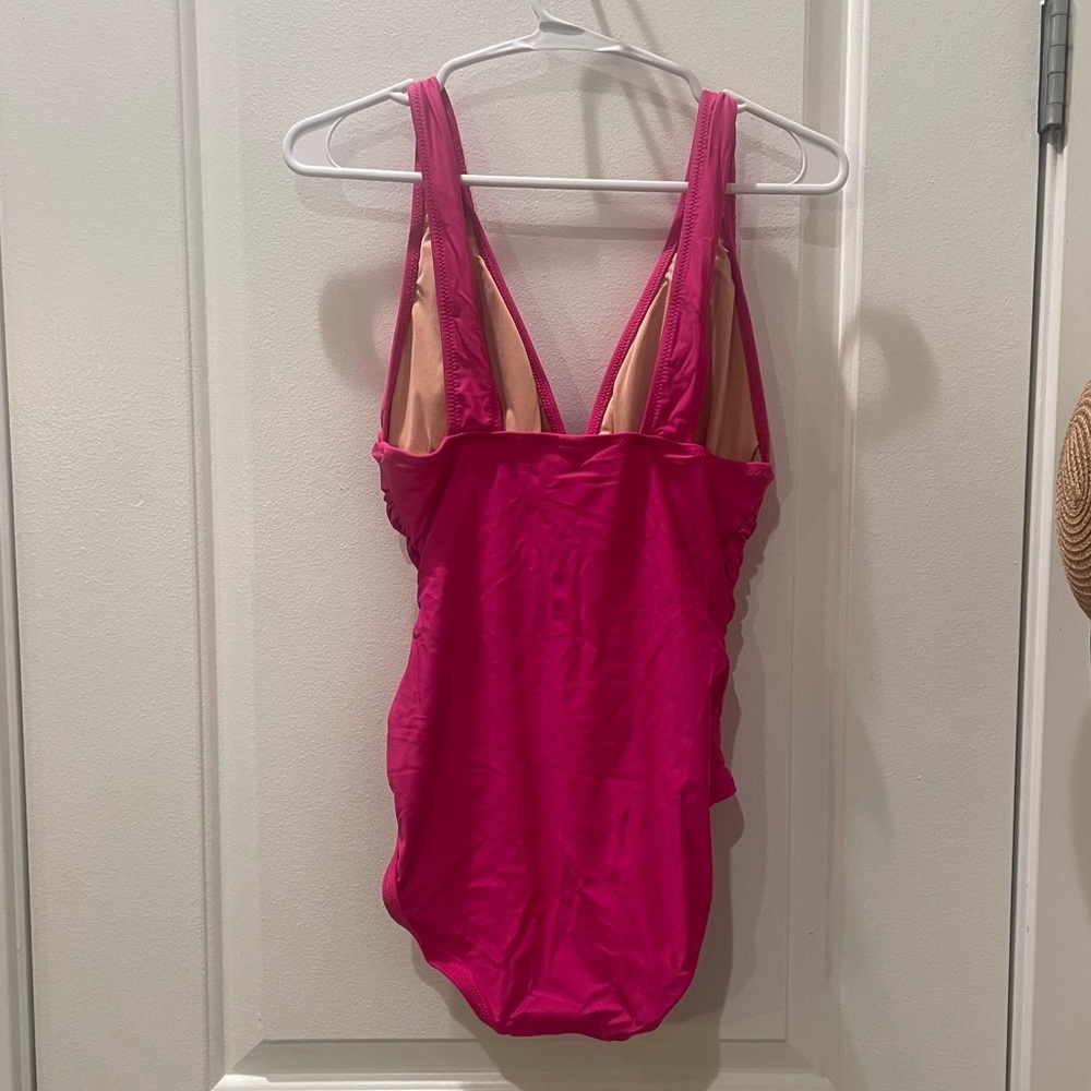 NEW…J.CREW Ruched V-Neck One Piece Swimsuit - Picture 3 of 4